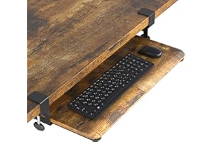 ‎BONTEC BONTEC Tastaturablage, Unter dem Schreibtisch Ausziehbar mit C Klemme Groß Format, Standfest Schiebbarer Tastaturständer, 650(760mm einschließlich Klemmen) x300 mm, Vintage-Braun, Holzwerkstoffe