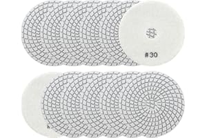 QUEFORET Dischi Diamantati per Lucidatura Grana 30-12 Pezzi Tamponi Lucidatura 100mm per Lucidatura Granito Marmo Quarzo Pietra a Umido, per Smerigliatrici Angolari