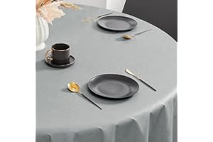 Romanstile Obrus z tworzywa sztucznego okrągły odporny na plamy 140 cm Cerata na zewnątrz wodoodporne obrusy PCV stół, restauracja, ogród, bistro, hotel, kawiarnia, bar, impreza, urodziny, Boże