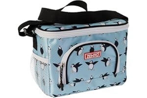 Zento Puffin Cool Bag|3.5L capacity|5hrs| Holds Up To 6 Cans| Sunburst Design, Insulated Lining & Ripstop Fabric Keeps Your Snacks Fresh-Travel/Camping/Picnic | Blue