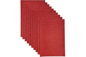 Jtnohx Feltro Glitterato, Fogli Glitterato per il Progetto del Partito, Tessuto Scintillante per L'artigianato, Piazza di Feltro Glitterato per le Arti 10 Pezzi 20x30cm (Rosso)