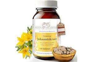 ‎PHOENIX DER LEBENSKRAFT Johanniskraut Tabletten 390mg | 130 Tabletten Hypericum perforatum | Top Premium Qualität aus Österreich | Vegane Tabletten statt Kapseln ohne Zusatzstoffe | Echtes Johanniskraut, Herrgottsblut
