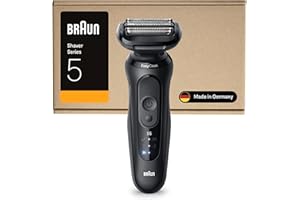 Braun Serie 5 Rasoio Elettrico Barba, Wet&Dry, Regolabarba Uomo, Rasoio Barba, 50 min Di Utilizzo, Senza Fili, 100% Impermeabile, Regolabarba Braun, 52-N1000SI, Nero