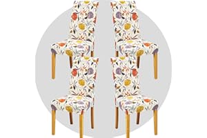 NDMMSO Dining Room Chair Covers Set of 4 Super Fit Stretch Removable Washable Dining Chair Protector Cover Seat Slipcover for Hotel, Dining Room, Ceremony, Banquet Wedding Party(Red yellow rattan)