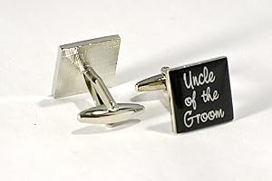 Virens Empourium Men's Cufflinks BLACK SQUARE, Best Man, Groom, Usher, Page Boy and Many More Titles with Gift Pouch with Every Pair of Cuff links