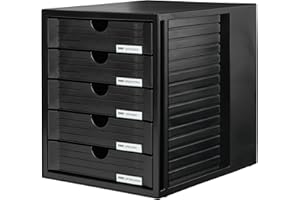 Cassettiera portadocumenti HAN SYSTEMBOX – design accattivante per documenti fino al formato C4, 5 cassetti chiusi, nero, 1450-13