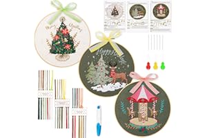 JSRQT Kit Ricamo Natalizio con Motivo Set per Principianti Adulti, Starter Set per Ricamo a Gamma Completa