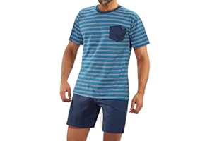 Sesto Senso Męska Piżama Krótka Bawełniana Piżama z Krótkim Rękawem Krótkie Spodenki Letni Zestaw Dwuczęściowy