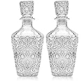 Whiskey Decanter ââ‚¬â€œ Elegant Liquor Decanter Set ââ‚¬â€œ Glass Liquor Bottle for Whiskey, Tequila and Brandy ââ‚¬â€œ Sophisticated Sparkling Design ââ‚¬â€œ Set of 2 Premium Decanters for Alcohol