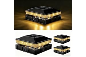 vighep 4x4 Solar Post Cap Lights Outdoor with 2 Color Modes, 3 Pack Black Fence Light Solar Powered Waterproof fit 3.5x3.5 4x4 Wooden/Vinyl Posts for Deck Patio Backyard Porch Pathway