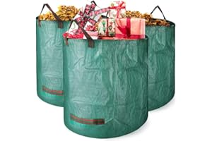 Rieeyrslza Worek Ogrodowy Tkanina polipropylenowa (PP) 3 Sztuki 272L Skladany worek na Worki na Odpady Ogrodowe z Uchwytami Kosz Ogrodowy Ogrodnictwo Torba na Liście Trawnika Torba Ogrodowa (3Y)