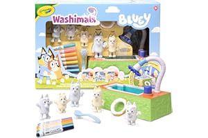 CRAYOLA Washimals Bluey, Set Attività con Piscina e 5 Cuccioli, 8 Pennarelli Lavabili, Piscina funzionante, Salvagente, Spazzolina, Gioco e Regalo per Bambini, da 3 Anni, 74-0257