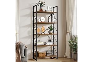YITAHOME Estantería de 5 Niveles, estantería Moderna, Estante para Libros, Estante de Almacenamiento, Organizador para Libros/películas en el salón/hogar/Oficina, marrón rústico