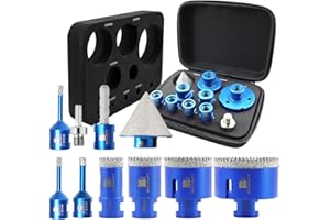 BRSCHNITT Punta per Trapano Diamantata Set - 6/6/8/25/35/50/68mm+10MM Versatile Fresa Diamantata+50mm Fresa Diamantato+Gambo Esagonale a M14 Filo per Porcellana Granito Piastrella Marmo Taglio a Secco