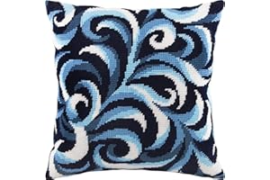 BRVSK Swirls. Needlepoint Kit. Cuscino per copriletto, 45 x 45 cm, tela stampata per tappezzeria, qualità europea