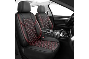 Carseatcover-UK Luxury PRESTIGE Quilted PU Leather Front Car Seat Covers, Red and Black, Airbag Safe, Universal