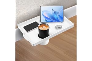 Lacusmall Nachttischregal Regal, Tablett Nachttisch Regal Bettablage zum Einhängen für Bett mit Kabelführung, Clip-On-Nachttisch, Tablett-Organizer ca.: 43 * 30cm, Weiß