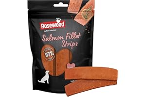 Rosewood Pets Unlimited Salmon Fillet Strips for Dogs, Large, Grain Free, High Protein Meaty Dog Treats - 150g (1 Pack)