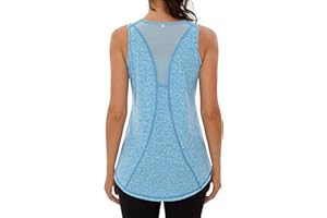 WAYLEB Women's Loose Fit Workout Tops Racerback Tank Tops for Running Yoga Gym Breathable Quick Dry Mesh Backless S-3XL