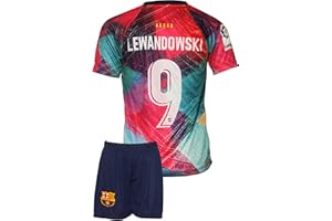 MODAMİT Kinder Trikot Barcelona Color Robert Lewandowski #9 Produkt in Sonderedition, Mit Kurz (128-176 Jahre)