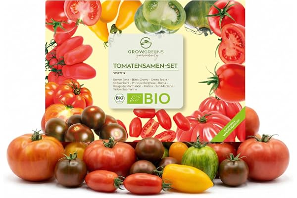 Graines de tomates BIO avec 10 variétés - kit de culture de tomates issues de l'agriculture biologique idéal pour la terrasse, le balcon & le jardin