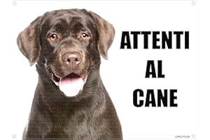 LOVELYTILES LABRADOR CIOCCOLATO attenti al cane mod 2 TARGA cartello IN METALLO (15X20)