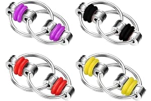 BRAMBLECO 4 PCS Bike Chain Fidget Toys – Flippy Chain Stress Relief Gadgets for Adults & Teens – Ideal Discreet Fidget Toys for Anxiety, ADHD & Autism – Durable, Pocket-Sized Stress Reducers (Multicolour)