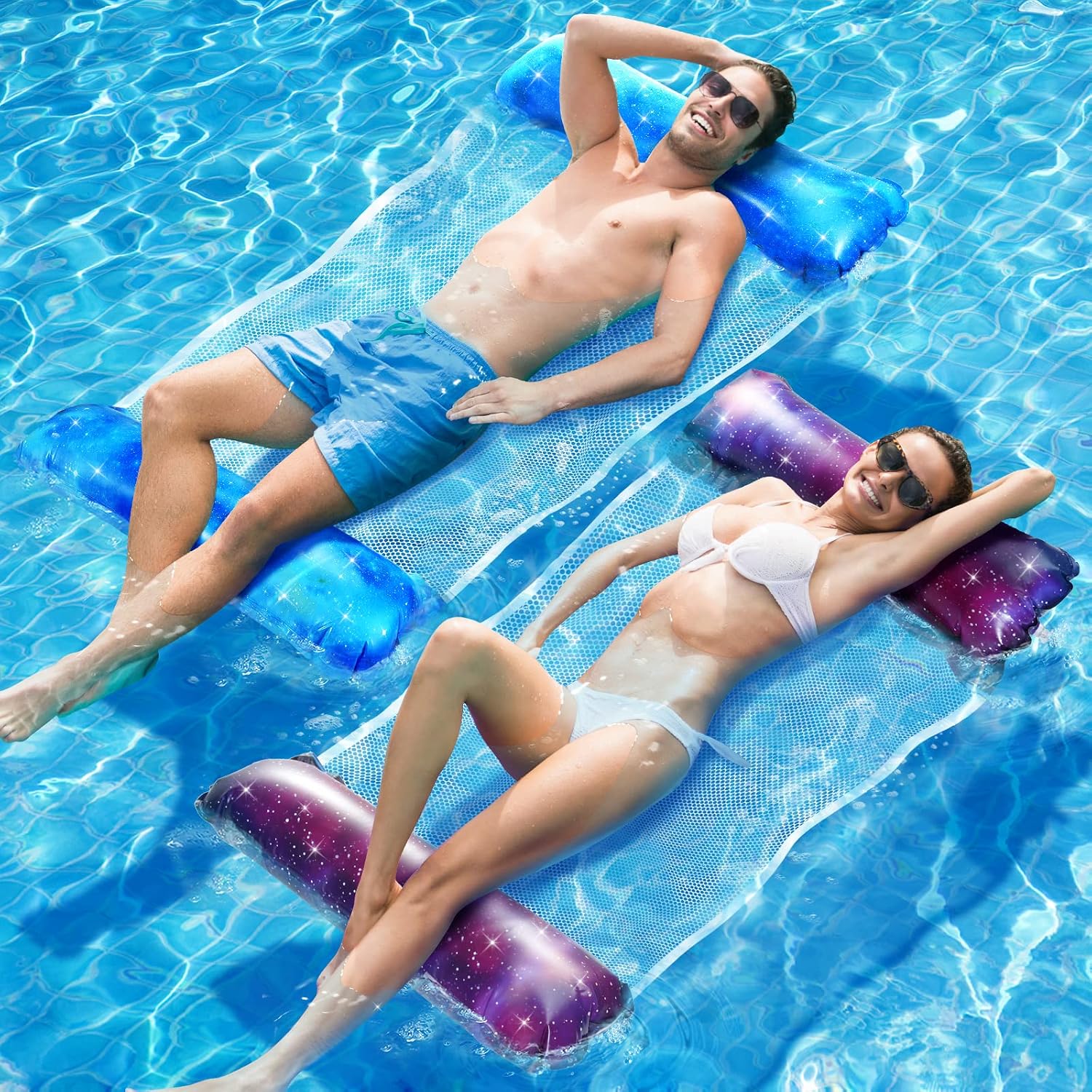 Dusor Materassino Mare 2 Pezzi, XL Amaca Galleggiante, Materassino Piscina | 4 In 1 Materassino Gonfiabile Mare, Gonfiabili Piscina, Materasso Ad Aria per Adulti, Amaca Gonfiabile Mare