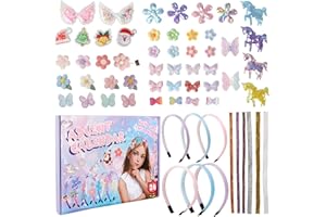 TUTUKYLE Calendrier de l'Avent 2024 Enfant Fille, Kit de Fabrication de Bandeaux pour Filles Accessoires de Cheveux DIY Enfant 6 Serre-tête Bricolage Cadeau d'anniversaire pour Fille Jouet pour Filles 5-12 Ans