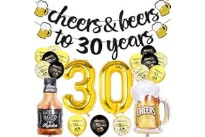 LYUET 30 Geburtstag Männer, 30 Geburtstag Deko, Happy Birthday Geburtstagdeko mit Jubel Banner,Nummer 30 Folienballons, Zeichen 30. Schwarz Gold Luftballons Konfetti Luftballons für 30 Jahre Mann Frauen