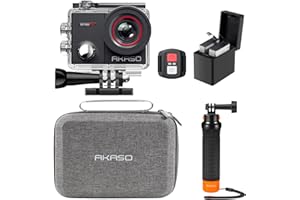 AKASO EK7000 Pro Caméra Sport Kit de Poignée Flottant - Comprend 20MP Camera Sport 4K 30FPS avec Trépied Selfie Stick de 60CM pour Action Caméra Sportive, Sac de Rangement, 2 Batteries et Plus