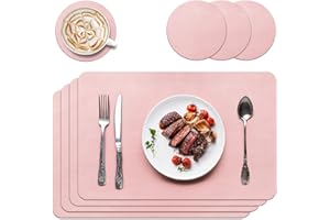YTORGR Manteles Individuales,de Cuero Juego de 4 Mantel Individual y 4 Posavasos Salvamanteles Individuales Lavables Antimanchas 43x30cm para Restaurantes