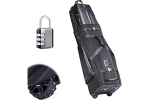CHAMPKEY Golf Travel Bag Flight with Wheels | With Sturdy Plastic Hard Case Top | Premium Oxford Fabric Golf Bag - High Performance Bag Travel Case