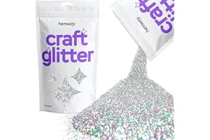 HEMWAY Glitter for Craft Silver Holographic Resin Tumblers Cards Christmas Jewellery Candle Chunky 100g / 3.5oz