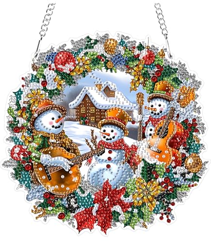 MXJSUA Diamond Painting Anhänger Weihnachten - 19,7x19,3cm Bastelset Mit Kette