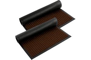 LUA VIKA Antypoślizgowa wycieraczka do drzwi zewnętrznych 2 szt. - Wodoodporny i zmywalny dywanik zewnętrzny - wycieraczka wejściowa do domu, biura lub ogrodu - mata wejściowa 40 x 70 cm, brązowa