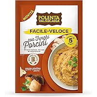 Valsugana, Polenta con Funghi, Facile e Veloce, Confezione da 80g, Preparato per Polenta Rapida, Pronta in 5 Minuti, Senza Gl