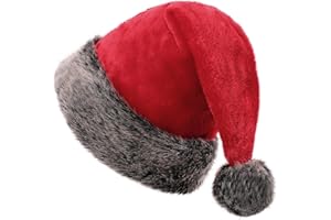 KONVINIT Weihnachtsmütze Nikolausmütze für Erwachsene Weihnachtsmann Mütze Plüsche Santa Claus Mütze Warm and Dicker Santa Mütze für Weihnachtsfeier,rot