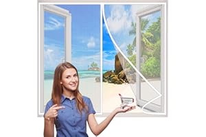 AMZBSGD MagnéTique Moustiquaire Fenêtre, 100x120 cm Facile à Installer Fermeture Automatique Rideau de Fenêtre Animaux AcceptéS pour Couloirs, Fenêtres- Blanc H