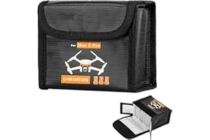 CERFFOOL Lipo Batterie Coffre-Fort Sac pour DJI Mini 4 Pro/4K/3 Pro/3 Ignifuge Antidéflagrant Housse Boîte de Rangement Chargement Sécurisés Sac de Rangement Accessoires pour Drone (pour 3 Batteries)