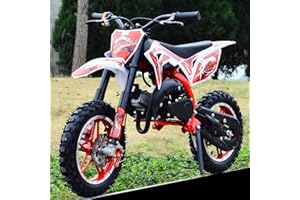 Wilitto Gas Dirt Pit Bike 49cc 2-Stroke, Off-Road Motocross Bike, Gas Pocket Pit Trail Mini Motorcycle Bike Pocket Motorbike with Front Rear Disc Brakes, Racing Max Speed 40KM/H Red