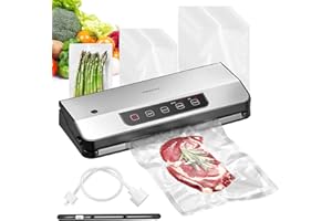 Vacuum Sealer, Reemix 8-in-1 Food Vacuum Sealer Machine with 65 KPA Powerful Suction, Food Vacuum Sealer with Build-out Cutter, 20 Vacuum Bags & Accessory Hose