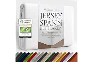 ‎STRAUSS HOME Strauss Home® Jersey Spannbettlaken Spannbetttuch Bettlaken 100% Baumwolle 140x220-160x220 cm Übergrösse Wasserbett Boxspringbett (Weiß)