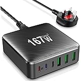 USB C Charger,167W Type C Charger,6-Port GaN Travel Charger Multi USB C Fast Charger,Portable USB Charging Station Compatible