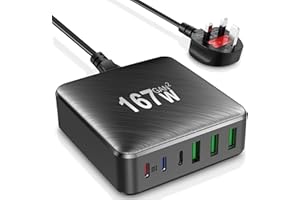CEHENCY USB C Charger,167W Type C Charger,6-Port GaN Travel Charger Multi USB C Fast Charger,Portable USB Charging Station Compatible with MacBook Pro/Air,HP Laptop,iPad,iPhone 14/13/12/11
