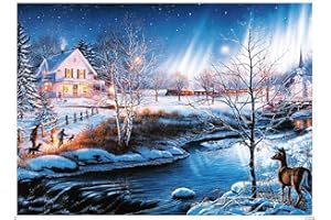 EACHHAHA Christmas Snow Jigsaw Puzzle-1000 Pieces Jigsaw Puzzle Great Gifts for Adults& Kids Age 14 Years Up(Snow night Aurora)