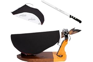PECELLÍN Cuchillo Jamonero de 29 cm + Cubre Jamon PROFESIONAL - Hoja Flexible con Alveolos Acero Inoxidable, Funda de Doble Tela 57 cm, Fabricados en España, cortar y Cubrir Patas y Paletas de Jamones