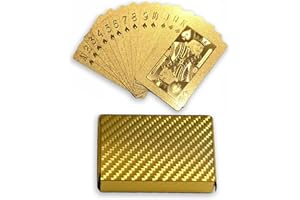 YIMINGOUFEI plastic waterproof playing cards, 54 Pieces Poker game deck, suitable for family parent-child games and birthday parties, outdoor camping (Pure Gold Foil, Gold)