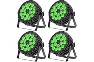 Ukfog 4PCS Ukfog 200W 18LED Par Faro Par LED Luce RGBW+8CH Luci per Feste Stroboscopica Modalità Attiva LED Faretto da Palcoscenico Luce da Discoteca per Matrimoni Feste Chiese Club Spettacolo DJ Live