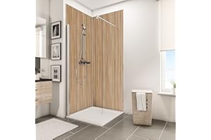 Schulte 2 panneaux muraux l.100 x h.210 cm, surface 4.2 m², épaisseur panneau 3 mm, revêtement décoratif douche salle de bain, Japandi vertical, livré avec adhésif double face